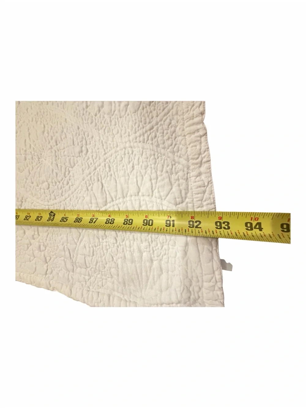 Pottery Barn Belgian Flax Linen Floral Stitch Coverlet White Queen 89x93 EUC
